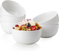 Sweese 10 Oz Porcelain Bowls Set of 6 - Versatile for Cereal, Soup, Salad, Pasta, Oatmeal - Microwave Dishwasher Safe, White
