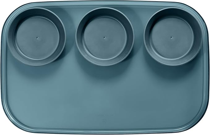 madesmart dipware 3 Bowl Serving Tray, Collapsible & Removable Dip Bowls for Charcuterie, Guacomole, Snacks, Veggies, Premium Dishwasher & Microwave Safe, Multipurpose Plate & Bowl, Midnight