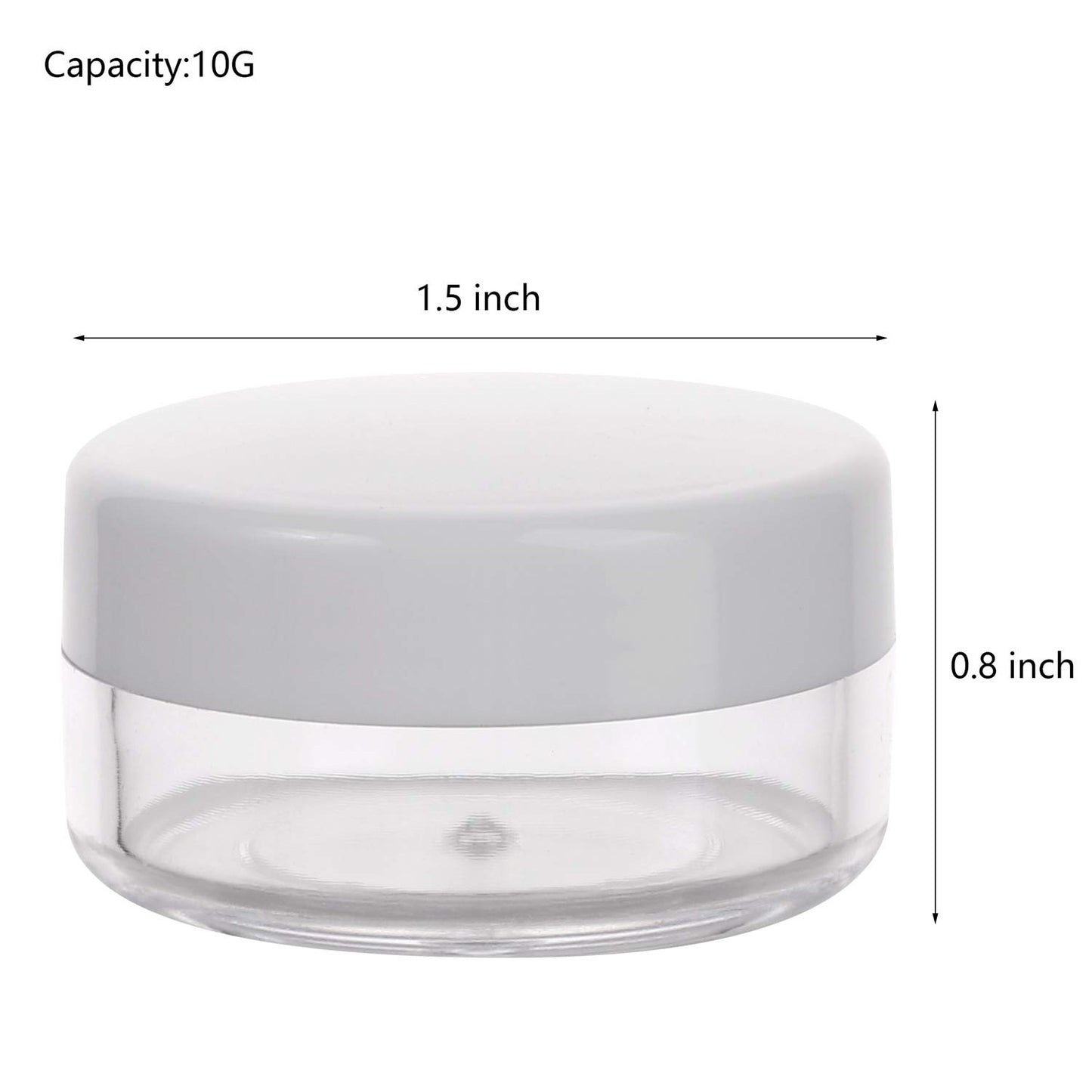 100 Count Mini Makeup Sample Containers with Lids 10g Plastic Cosmetic Containers Refillable Traveling Jars for Skin Care Products - White-BrightBean Baby