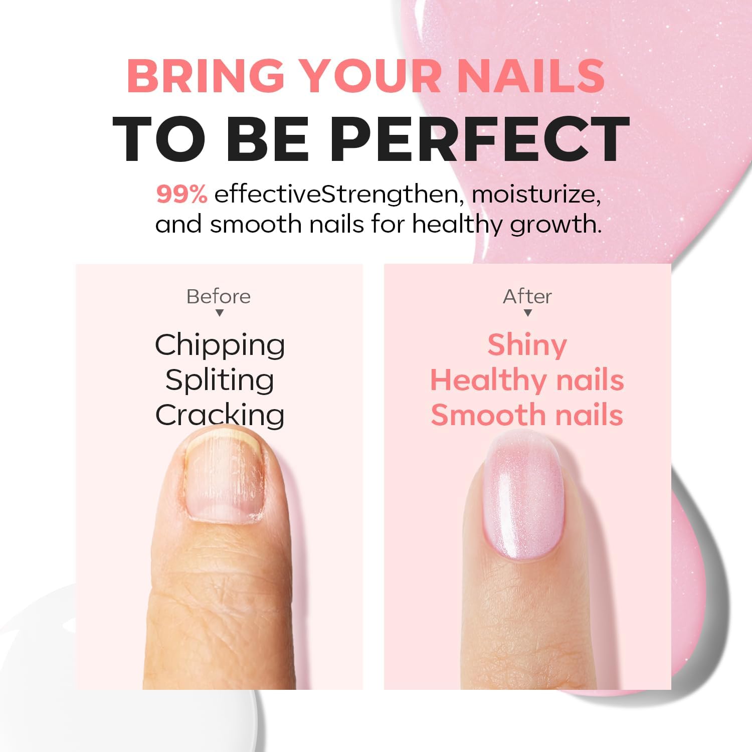 modelones Nail Strengthener Clear Gel Top Coat Nail Polish Cuticle Oil Pen Pink Nail Repair for Damaged Nails Care Kit for Women 15 ml Ridge Filler for Growth-BrightBean Baby