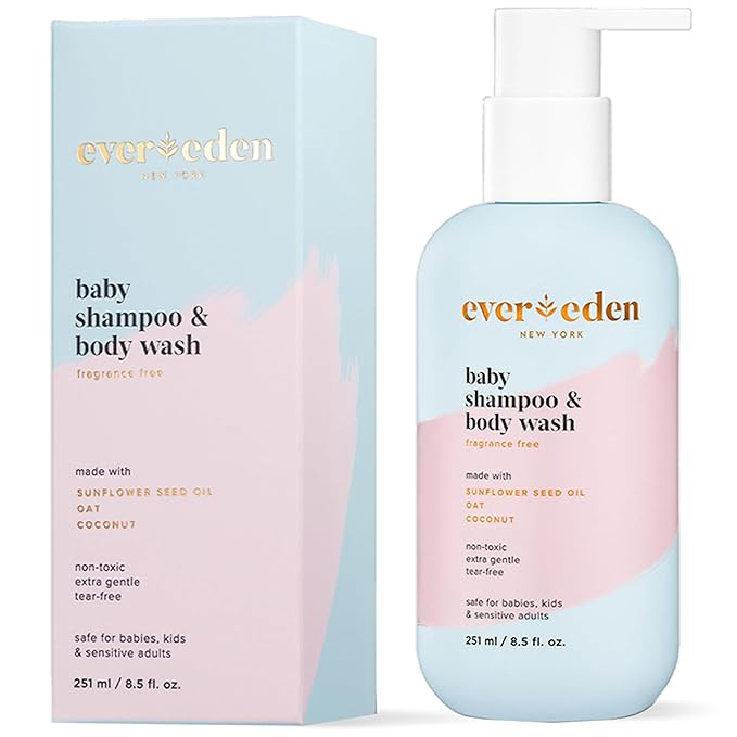 Evereden Baby Shampoo & Body Wash 2-in-1, 8.5 fl oz | Gentle, Non-Toxic, Fragrance-Free, Hydrating Formula for Sensitive Skin-BrightBean Baby