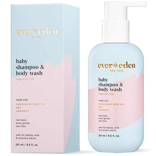 Evereden Baby Shampoo & Body Wash 2-in-1, 8.5 fl oz | Gentle, Non-Toxic, Fragrance-Free, Hydrating Formula for Sensitive Skin-BrightBean Baby
