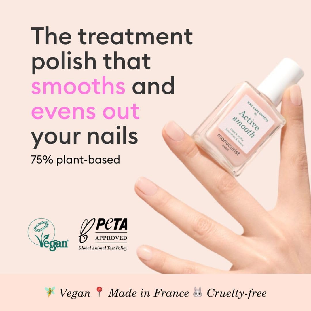 Manucurist Active Smooth 00 Nail Concealer Polish & Care - 2 in 1 Nude Nail Polish : Nail Strengthener and Growth - No Lamp - Ridge Filler for Nails - Natural Rosé Nail Polish-BrightBean Baby