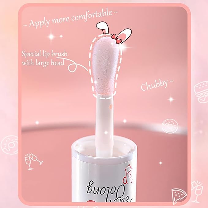 2Pcs Crystal Jelly Lip Oil Big Brush Head Moisturizing Lip Gloss Hydrating Tinted Lip Balm, Long Lasting & Nourishing Lip Glow Oil, Non-sticky Fresh Texture-BrightBean Baby