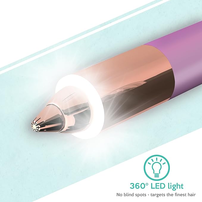 2 in 1 Eyebrow and Facial Hair Remover for Women Painless Flawless Electric Razor Epilator Trimmer Shaver with 18K Gold-Plated, USB Rechargeable, 360° LED for Eyebrow and Face Hair Removal-BrightBean Baby