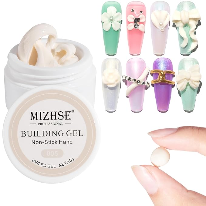 MIZHSE Solid Builder Gel, Milky White Sculpting Gel for Nail, Non-Sticky Hand 3D Nail Art Building Carving Modeling Hard Nail Extension Soak Off Nail Art Salon Manicure Home 15g-BrightBean Baby