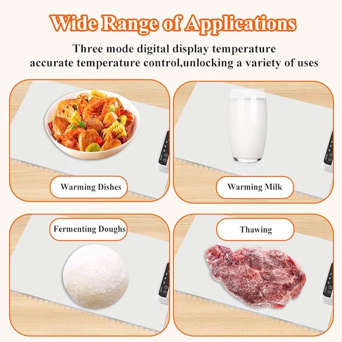 Food Warmer Mat, Electric Warming Tray, Portable Food Warming Mat with Adjustable Temperature and Timer, Roll Up Heating Mat for Food,Full Surface Heating,Fast Heating for Daily Use, Gatherings,Party-BrightBean Baby