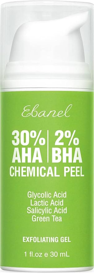 Ebanel Chemical Peel for Face, AHA BHA Exfoliator, Glycolic Acid Peel, Salicylic & Lactic Acid Face Peeling Gel, Infused with Green Tea & Chamomile for Acne Scars, Dark Spots, Wrinkles, Fine Lines-BrightBean Baby