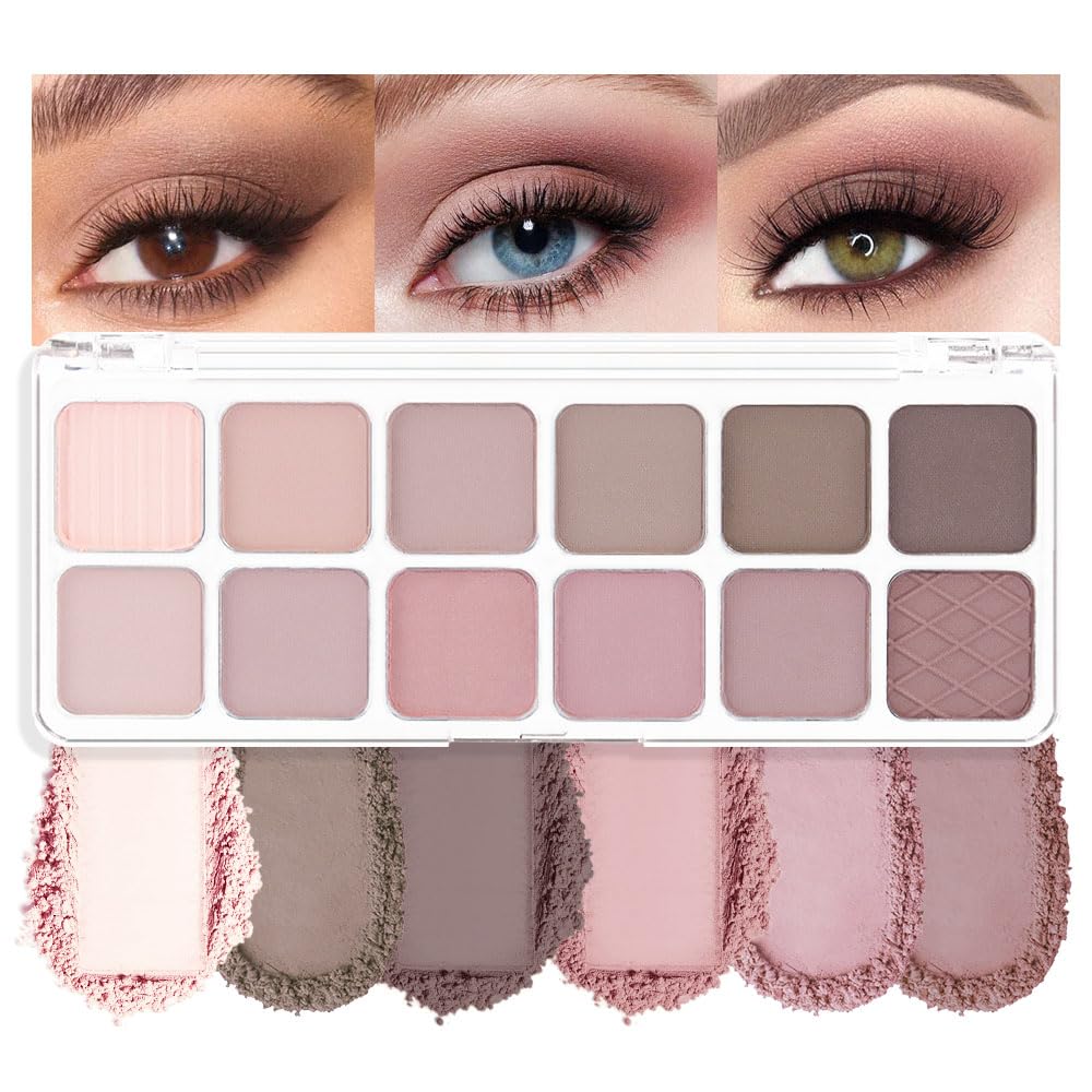 AMY'S DIARY 12Color Light Pink Purple Eyeshadow Palette, Long-Lasting, and Highly Pigmented. Elevate Your Eye Makeup– Unleash Your Unique Style (08#)-BrightBean Baby