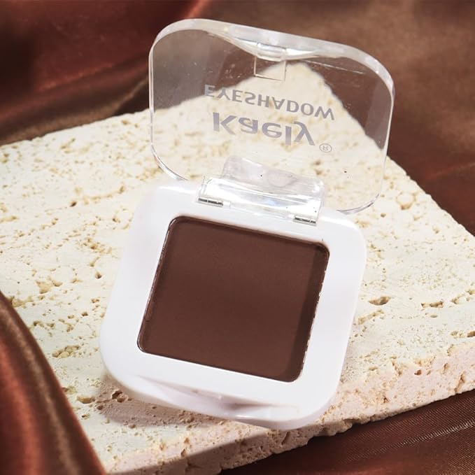 evpct Dark Brown Matte Eyeshadow Singles, Coffee Mocha Cocoa Chocolate Brown Cream Single Matte Eye Shadow Palette Makeup for Older Women, High Pigment Waterproof Monochrome Mini Eyeshadow Palette-BrightBean Baby