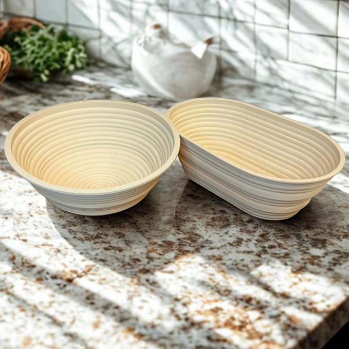 Banneton Bread Proofing Basket, Sourdough Baking Supplies, Sourdough Starter Kit Beginners, Bread Lame, Danish Dough Whisk, Bread Basket, Sourdough Banneton Basket (Pastel Yellow 2)