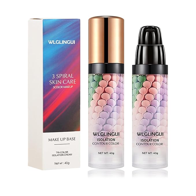 One Step Color Corrector,Tri-Color Color Correcting Facial Serum,Moisturizing Color Changing Foundation,Oil Control Tinted Moisturizer Isolation Cream for Face Makeup Primer Base-BrightBean Baby