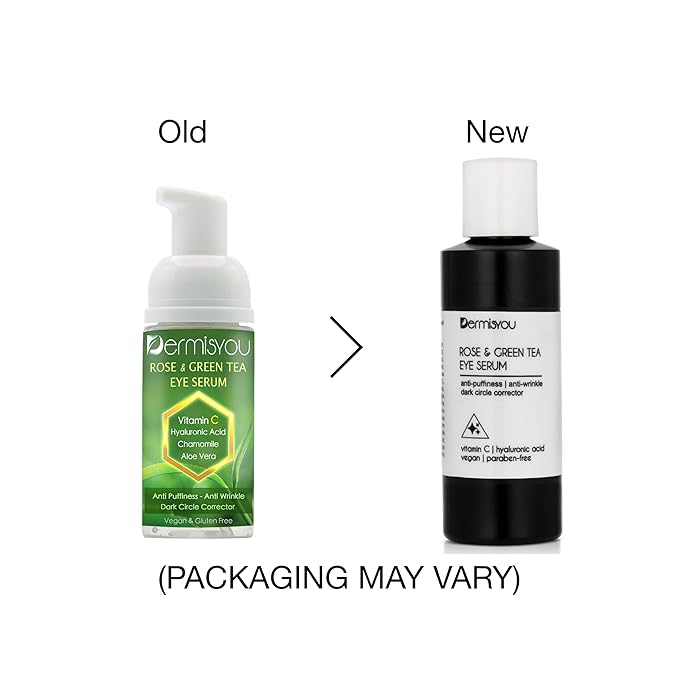 Eye Serum Anti Aging Rose and Green Tea 1.33 OZ with Hyaluronic Acid, Vitamin C and E Anti Puffiness, Anti Wrinkle, Dark Circles Skin Care Products (PACKAGING MAY VARY)-BrightBean Baby