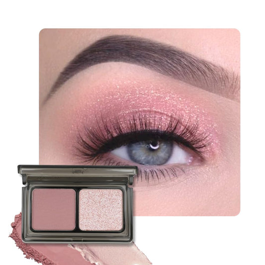 AMY'S DIARY 2 Color Mauve Rose matte +Champagne Pink Shimmer Eyeshadow Palette – Shimmer matte Rose Pink eye shadow for Eye Makeup, Long-Lasting & Highly Pigmented, Vegan & Cruelty-Free-BrightBean Baby