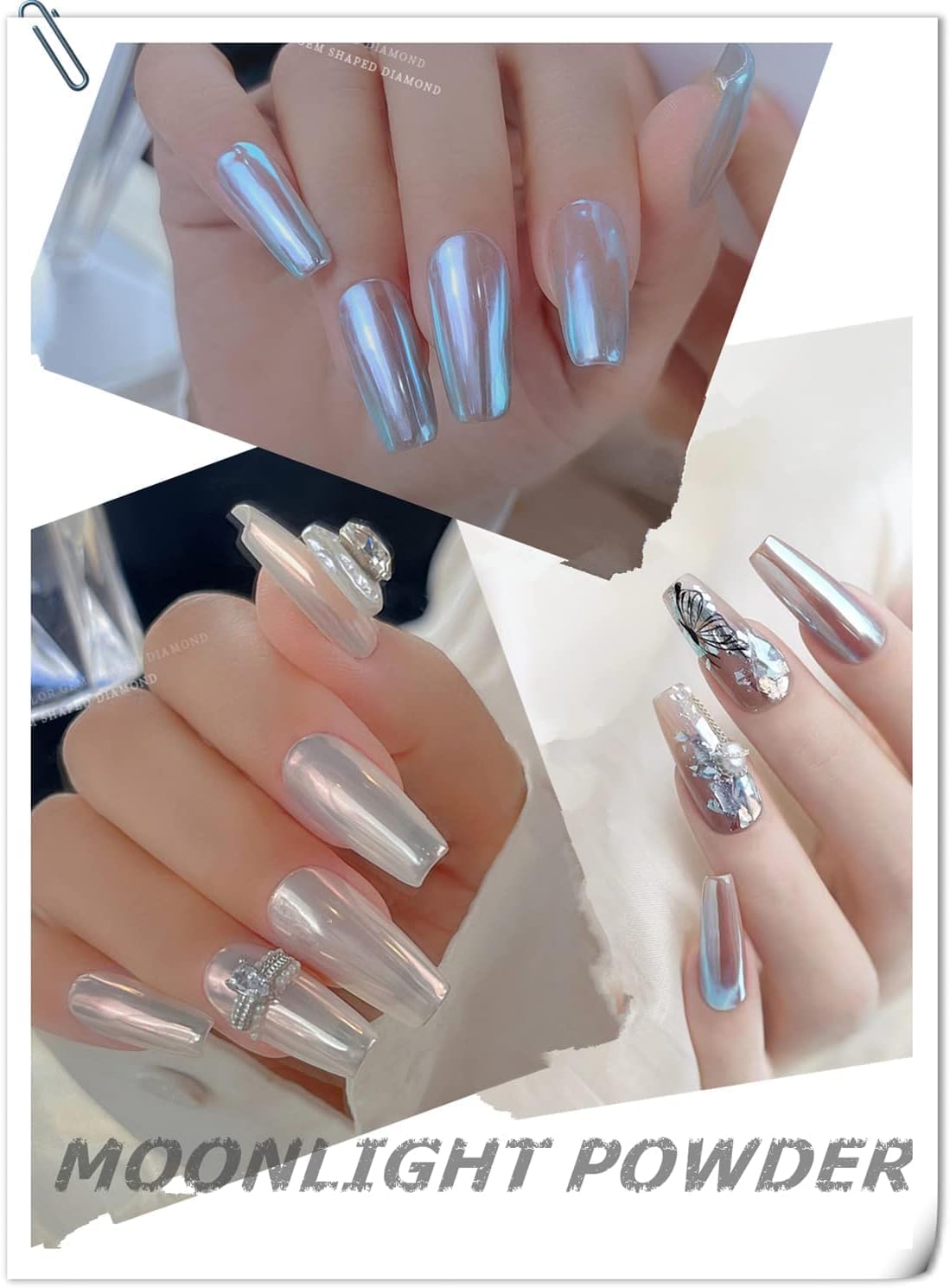 Chrome Nail Powder 4 Jars【Large Capacity 1g】Metallic Mirror Pearl Holographic Pigment Powder, Chrome Powder for Nails for Manicure Nail Art Decoration Sets-BrightBean Baby