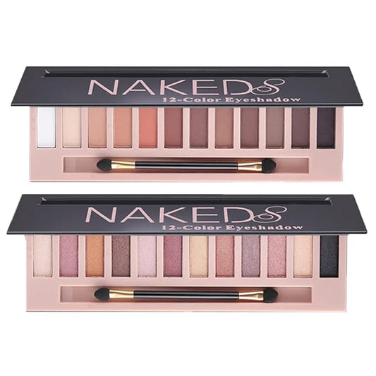 BestLand 2 Pack 12 Colors Makeup Nude Colors Eyeshadow Palette Natural Nude Matte Shimmer Glitter Pigment Eye Shadow Pallete Set Waterproof Smokey Professional Beauty Makeup Kit (2 PCS)-BrightBean Baby