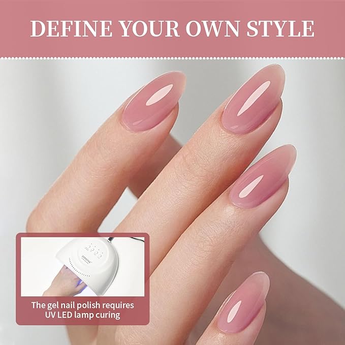 JODSONE 23PCS Gel Nail Polish Set 20 translucent Jelly Color Natural and Elegant Long Lasting Suitable for Home and Salon-BrightBean Baby