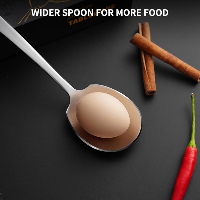 8 Piece Stainless Steel Serving Spoons Set - 4 Large, 4 Slotted, 9.2-Inch, Dishwasher Safe, for Parties/Kitchen/Buffet/Catering