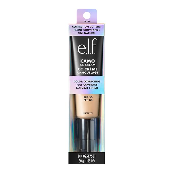e.l.f. Camo CC Cream, Color Correcting Medium-To-Full Coverage Foundation with SPF 30, Light 240 W, 1.05 Oz (30g)-BrightBean Baby