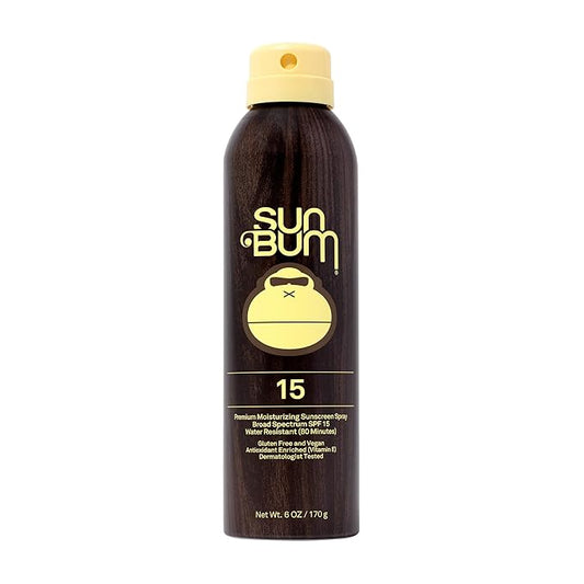 Sun Bum Original SPF 15 Sunscreen Body Spray - Broad Spectrum Moisturizing Sunscreen with Vitamin E - Hawaii 104 Act Compliant (Made without Octinoxate & Oxybenzone) - 6 oz