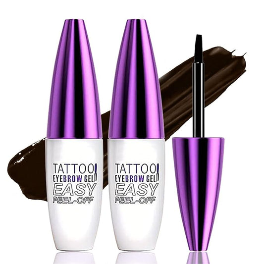 Peel Off Tattoo Brow Tint Gel - 2pcs Gray Brown Eyebrow Kit, Waterproof, Transfer-Proof & Sweatproof, Quick Peel Formula for Natural Fuller Brows, Mother’s Day Gifts for Women All Skin Types-BrightBean Baby