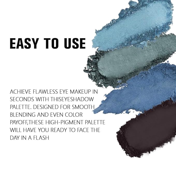Powder Eyeshadow Quad, Blue Taupe Matte Shimmer Eye Shadow Palette Makeup, Neutral Vegan Eye Shadow Palette for Older Women Pigmented Waterproof, paleta de sombras de ojos, Blendable,13-BrightBean Baby