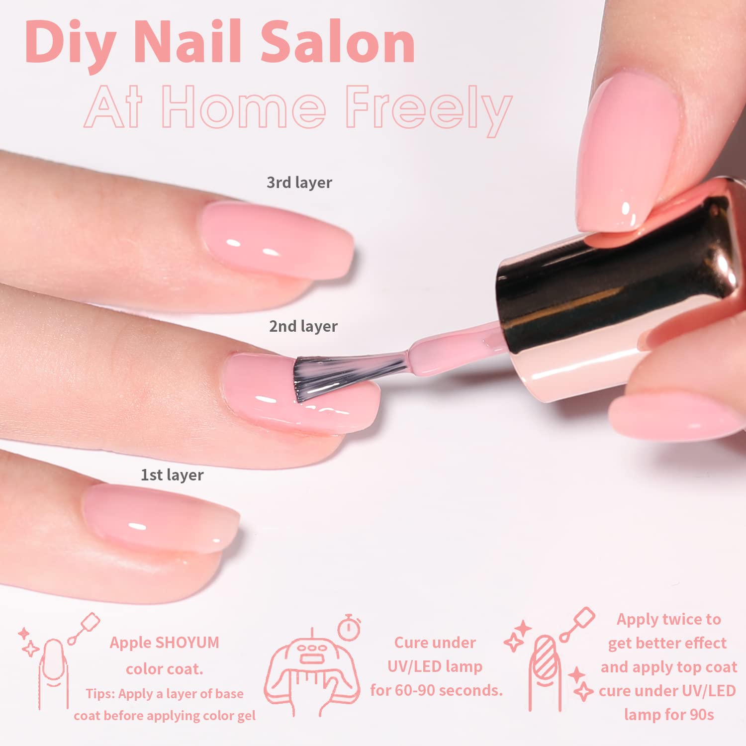 Jelly Pink Gel Nail Polish Set of 10 Colors Including Pink Purple Milky White Nude Gel Polish Kit UV LED Soak Off Nail Polish Home DIY Manicure Nail Salon Varnish-BrightBean Baby