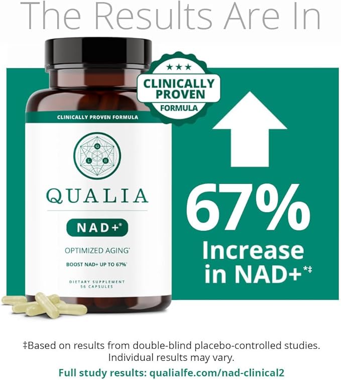 Qualia NAD Supplement — Clinically Proven to Boost NAD+ up to 67%. Optimized Aging, Energy, Focus. Elite NAD+ Booster Ingredients: Nicotinamide Riboside (NIAGEN,) Niacin, Niacinamide (3 Month Supply)-BrightBean Baby