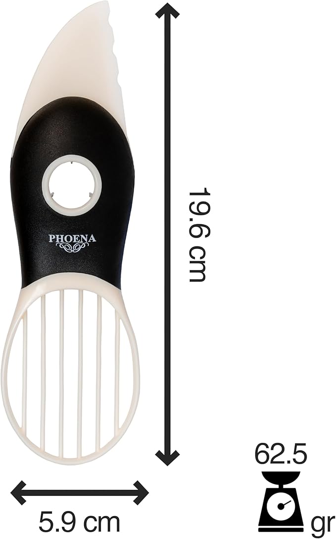 Avocado Fruit Slicer Pitter 3 in 1 Banana Dragon Fruit Peach Pear Passionfruit White & Black Kitchen Gadget Tool Comfortable to Grip Core Remover Food Safe Fruit & Vegetable PHOENA