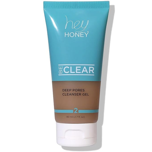 Hey Honey Skincare Be Clear - Acne Control Deep Pores Cleansing Gel | Propolis, Green Tea Oil, Camellia | Exfoliates, Unclogs Pores, Balances Oil Production | Fast Acting & Long Lasting | 2.7 Oz-BrightBean Baby