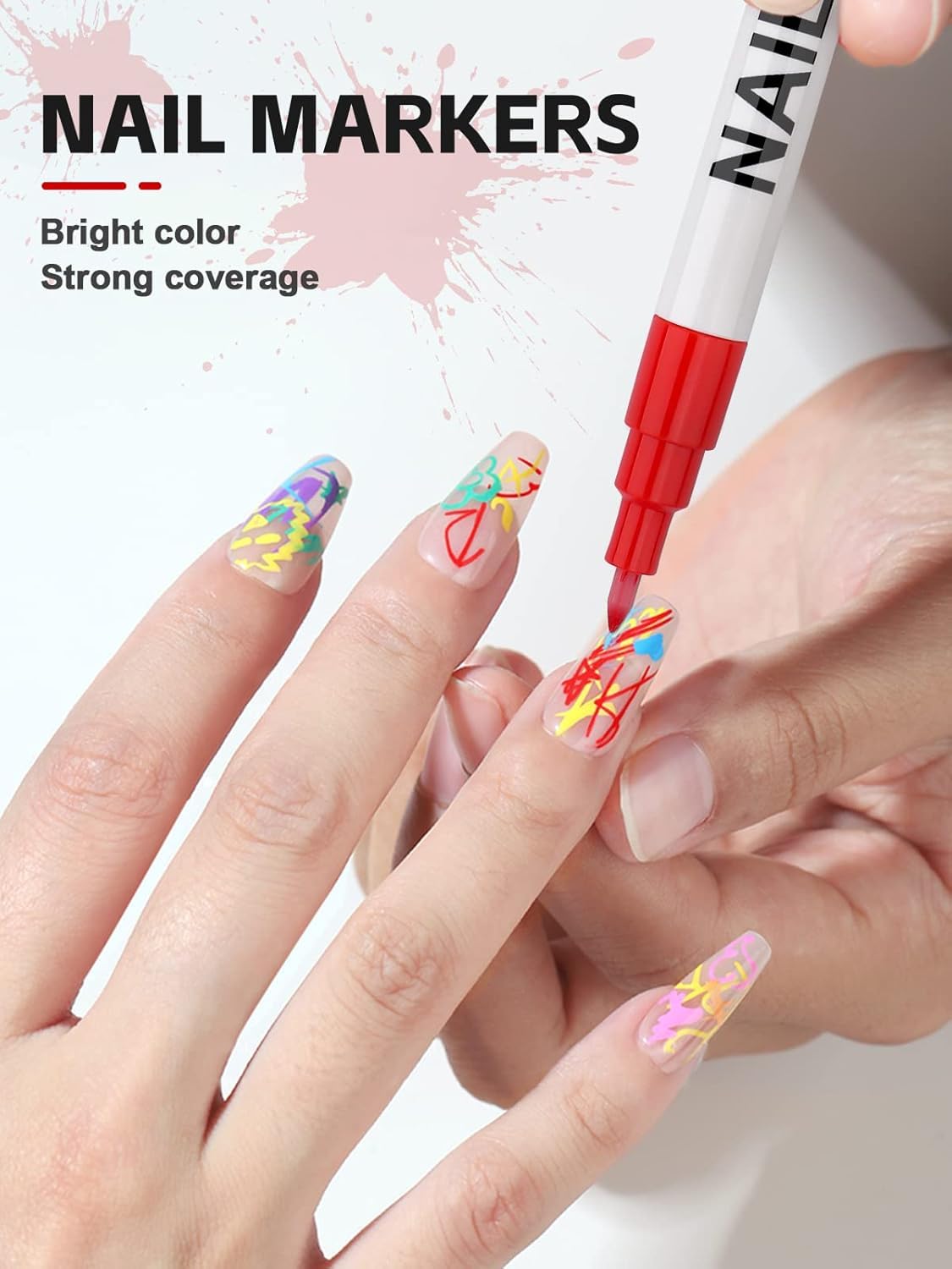 Kalolary 12 Color 0.7MM Nail Art Pens Set, 3D Nail Polish Pens Nail Point Graffiti Dotting Pen Drawing Painting Liner Brush for DIY Nail Art Beauty Adorn Manicure Tools-BrightBean Baby