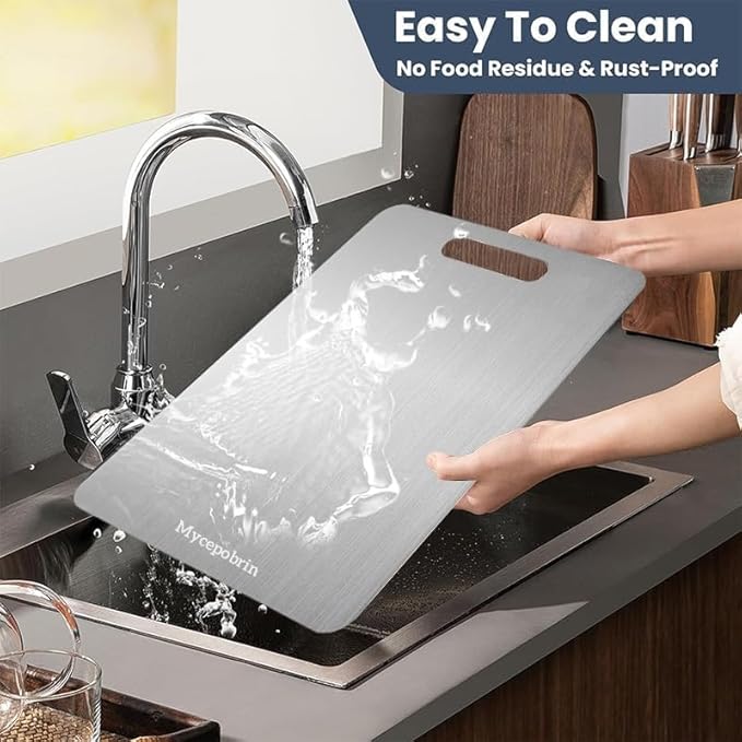 Katuchef Titanium Cutting Board, Siraat 100% Pure Apex Titanium Cutting Boards for Kitchen, Double Sided Non Toxic Celuxer Board for Cutting Meat Vegetable Fruit,Easy to clean(S+L+XXL）