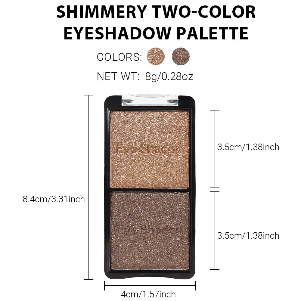 Double color eye shadow, Eyeshadows Creamy, high pigment eye makeup palette, matte shimmer metal eye shadow powder, Blendable, Ultra-Pigmented, Easy to Apply, Matte & Shimmer, (03)-BrightBean Baby