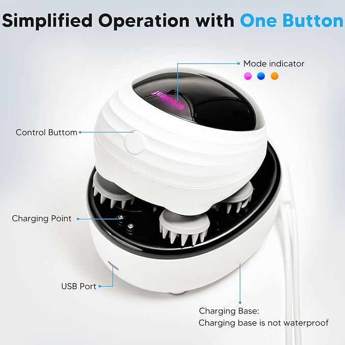 arboleaf Scalp Massager Electric, Portable Head Massager Scalp Stress Relax, Waterproof Rechargeable 6 in 1 Hair Massage, Ideal for Relaxation and Wellness, Gifts for Her and Him-BrightBean Baby