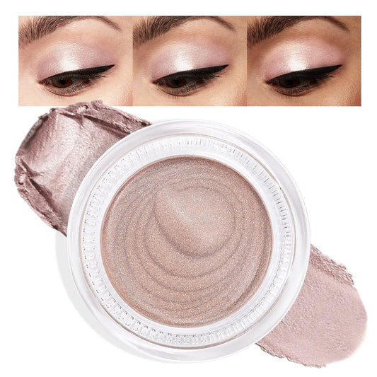 Cream Glitter Light Champagne Shimmer Metallic Eyeshadow Palette Makeup, Mini Instant Holographic Eyeshadow For Women, Sombras Crema Para Ojos, Talc, Paraben & Cruelty Free, 730-BrightBean Baby