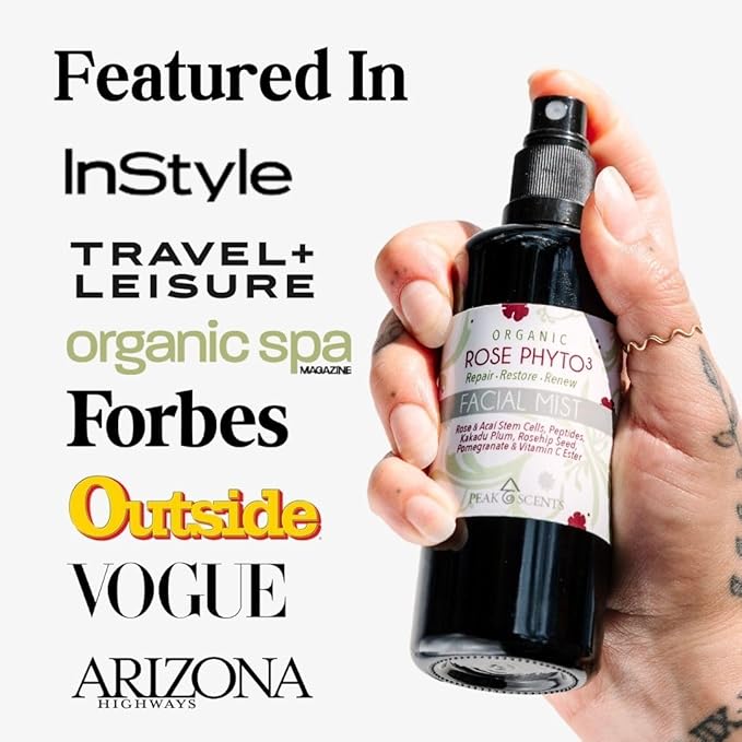Organic & Vegan Rose Phyto³ Water Facial Spray - Moisturizing Face Mist & Setting Spray, Soothing, Hydrating Mist Rose Water For Face - Great for Facial Massaging (4 oz)-BrightBean Baby