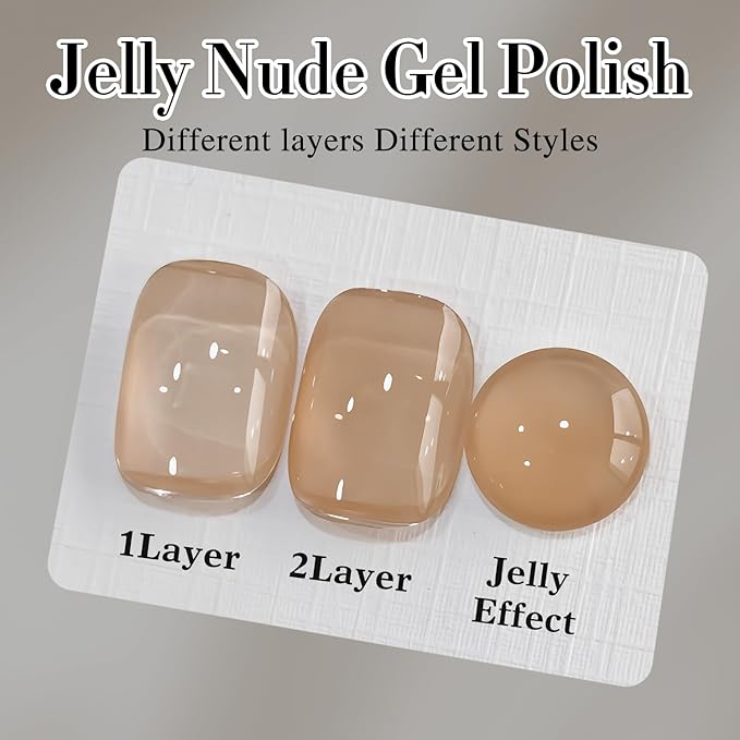 Double Rhythm 0.50 OZ Translucent Gel Polish Same Color Same Bottle Sheer Pastel Neutral Natural Milky 15 ML Jelly UV Nail Art DIY at Home (Pale Nude-A1372)-BrightBean Baby