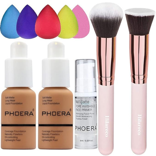 Phoera Foundation,Full Coverage Foundation,Hilareco Concealer Foundation Flawless 30ml Natural Matte Oil Control Concealer Facial Blemish for Women Girls (2 PCS 108-Tan)-BrightBean Baby