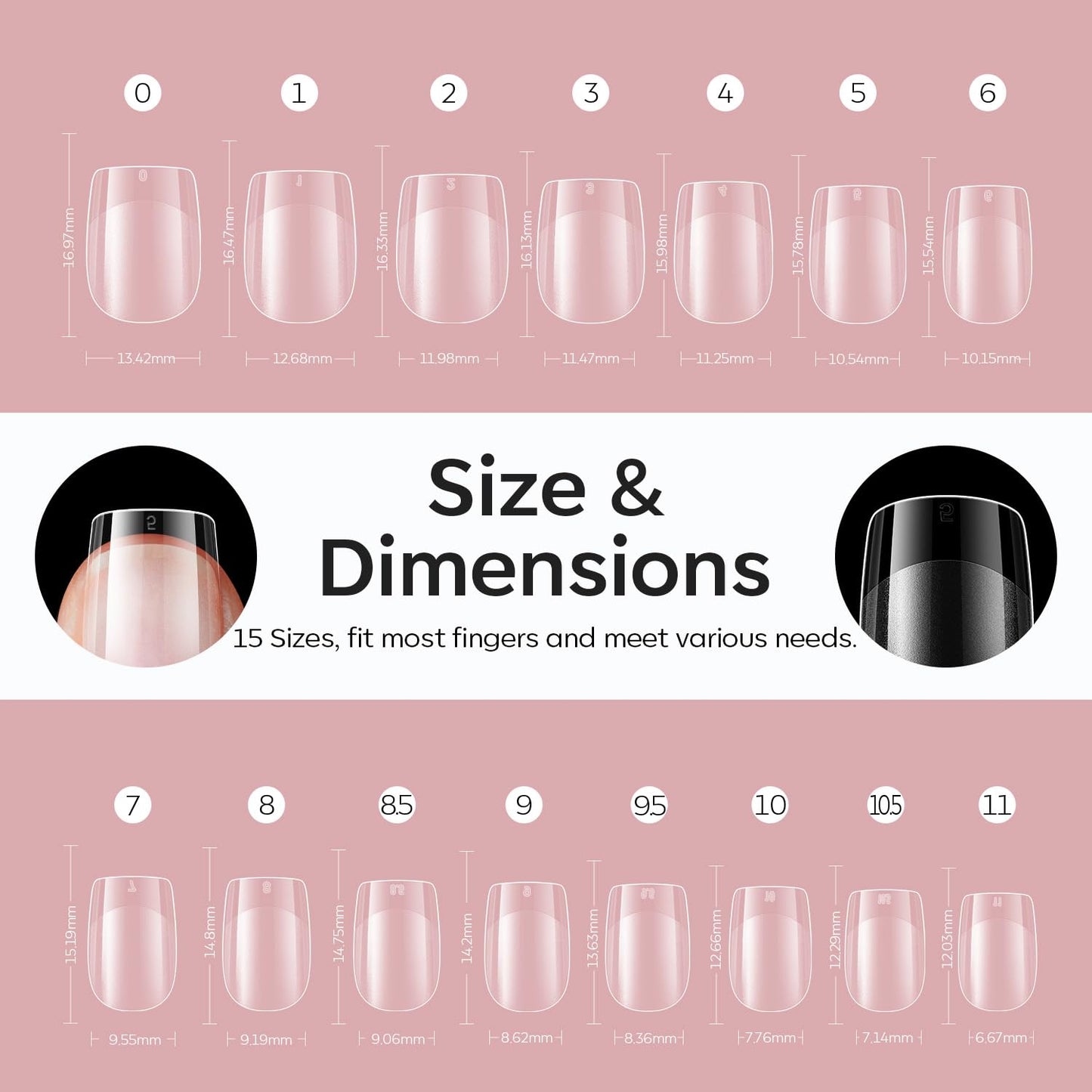 Modelones Extra Short Square Fake Nail Tips - 510Pcs Gel Tips Pre-shaped Half Matte Full Cover Clear Acrylic Gel Kit False Press on Nails for Extension DIY Salon 15Sizes-BrightBean Baby