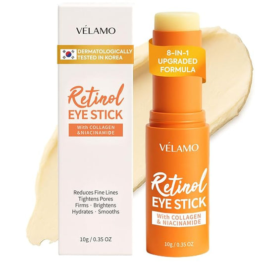 VELAMO ADVANCED Retinol Eye Balm Stick: Made in Korea, Upgraded 8-IN-1 Formula with Collagen, Niacinamide & Peptides – Under Eye Cream for Dark Circles, Puffiness & Wrinkles, 0.35oz/10g-BrightBean Baby