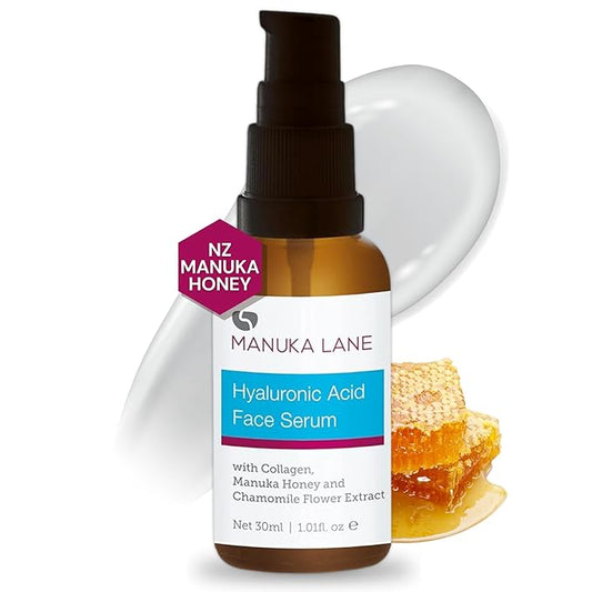 Hyaluronic Acid Serum for Face and Neck with Collagen, Manuka Honey & Chamomile Flower Extract | Plant Based Formula | Carefully formulated to keep your skin young and healthy!-BrightBean Baby