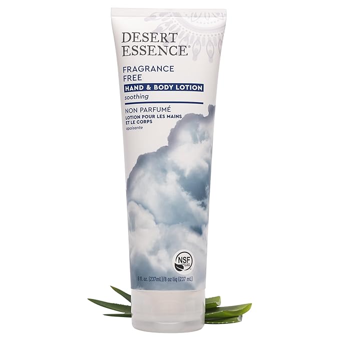 Desert Essence Fragrance Free Hand & Body Lotion - 8 Fl Ounce - Soothing - Aloe Vera - Shea Butter - Green Tea - Coconut Oil - Jojoba Oil-BrightBean Baby