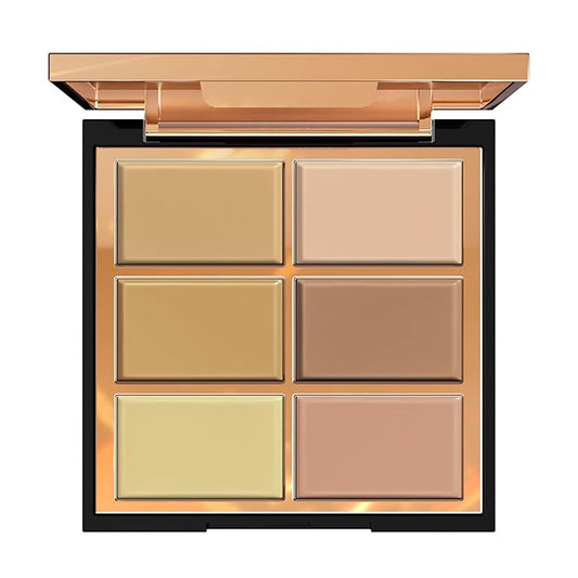 FV 6 Colors Cream Concealer Palette, Full Coverage & Long Lasting Colors Corrector Palette for Dark Circles, Redness, Acne with Natural Finish Cream Foundation Palette, 01 Light Shade-BrightBean Baby