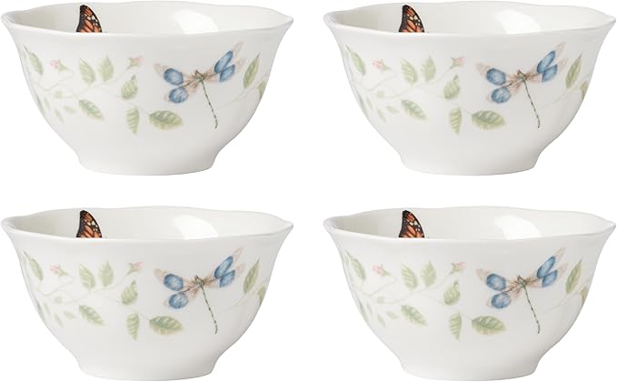Lenox 894543 Butterfly Meadow Vines 4-Piece Rice Bowl Set