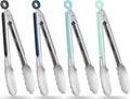 Tongs for Cooking, 9-Inch Stainless Steel Kitchen Tongs, Locking Metal Food Tongs with Silicone Non-Slip Grip, Kitchen Utensils Tongs for Food, Salad and Outdoor BBQ (Set of 4)