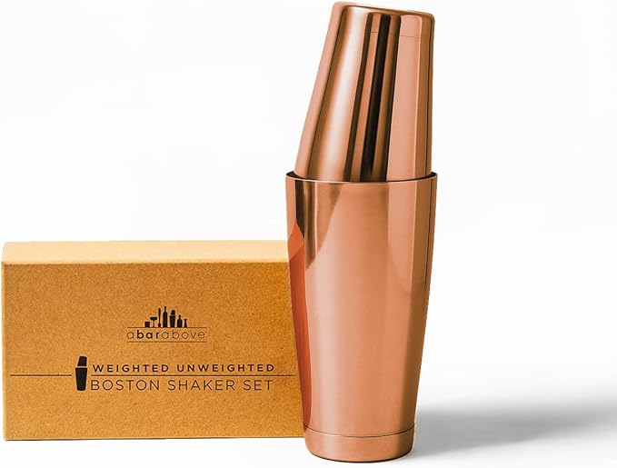 A Bar Above Professional Boston Shakers Set 18 oz Weighted and Unweighted Stainless Steel Cocktail Shaker Set for Bartenders, Premium 304 Steel Bar Shaker, Essential Bartending Tools for Mixing Drinks