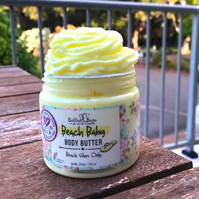 Bella and Bear Beach Baby Body Butter - Moisturizing Shea Cream for Women - Vegan, Cruelty-Free, Oil-Free - Helps Prevents Pregnancy Stretch Marks Bulk 6.76-oz. - 12 Pack-BrightBean Baby