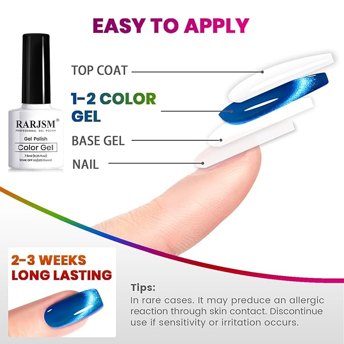 RARJSM 9D Neon Cat Eye Gel Nail Polish Set 6 Colors Velvet Silver Glitter Bright Orange Blue Red Green Rose Purple Ice Gel Polish with Magnet Stick UV LED Curing Requires Soak Off Home Salon Diy-BrightBean Baby