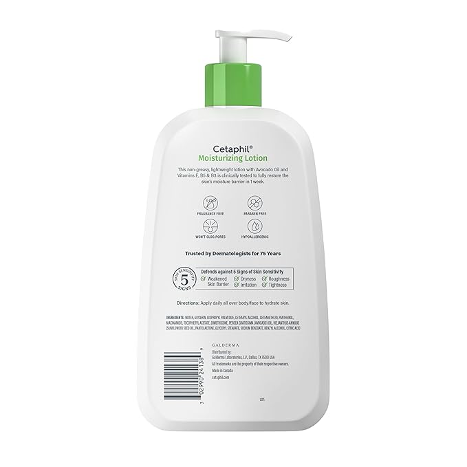 Cetaphil Face & Body Moisturizer, Hydrating Moisturizing Lotion for All Skin Types, Suitable for Sensitive Skin, NEW 20 oz, Fragrance Free, Hypoallergenic, Non-Comedogenic-BrightBean Baby