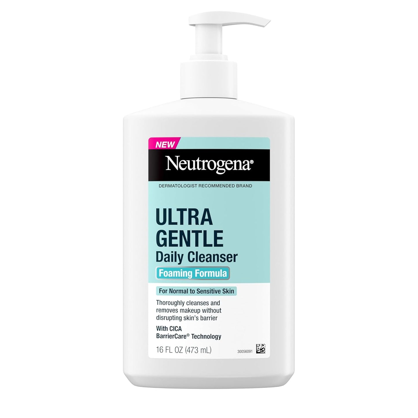 Neutrogena Ultra Gentle Foaming Facial Cleanser, Fragrance Free Hydrating Face Wash for Sensitive Skin, Daily Non Over Drying Makeup Remover, Hypoallergenic, Soap & Dye Free, Non-Comedogenic, 16 Fl Oz-BrightBean Baby